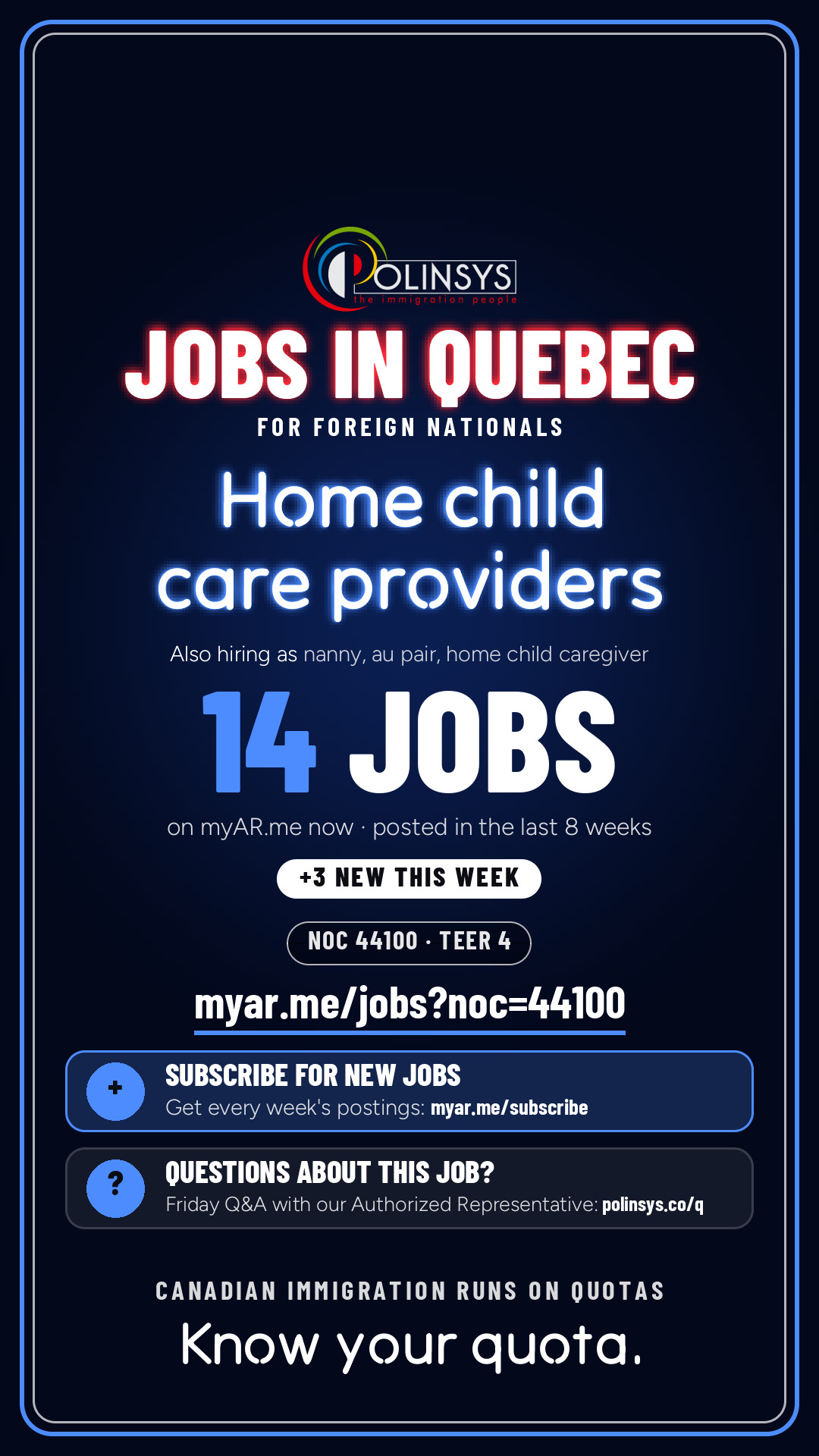 Job card: Home child care providers (NOC 44100) — 14 jobs on myAR.me
